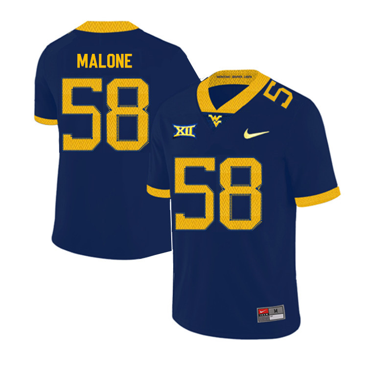 2019 Men #58 Nick Malone West Virginia Mountaineers College Football Jerseys Sale-Navy - Click Image to Close